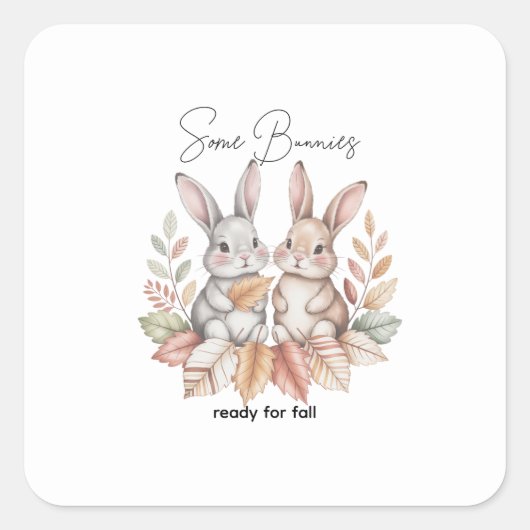Enkele konijntjes klaar voor de Herfst Vierkante Sticker (Voorkant)