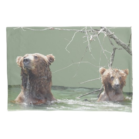 Enkele Kussensloop, standaardgrootte met grizzly-b Kussensloop (Voorkant)