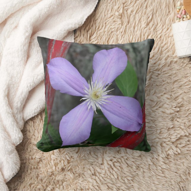 Enkele lavendelklematisbloem kussen (Deken)
