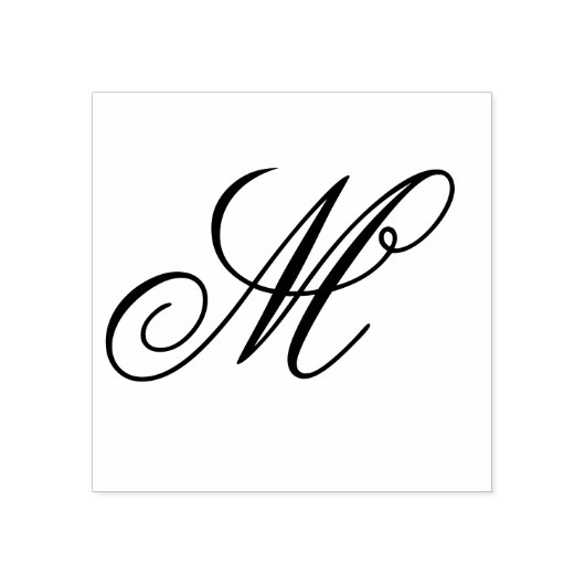 Enkele letter fancy script monogram rubberstempel (Afrduk)
