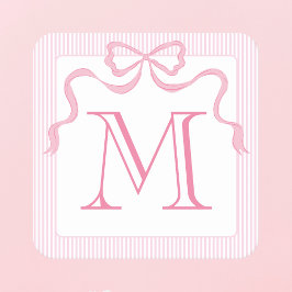 Enkele Letter Monogram Roze Strik, Douane Lint Kartonnen Onderzetters