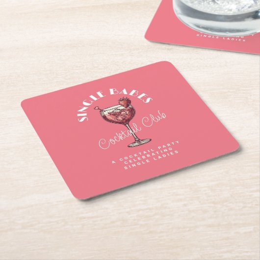 Enkele Meisjes Roze Cocktail Meidenavond Kartonnen Onderzetters (Schuin)