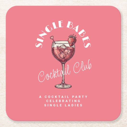 Enkele Meisjes Roze Cocktail Meidenavond Kartonnen Onderzetters (Voorkant)