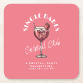 Enkele Meisjes Roze Cocktail Meisjesavond Kartonnen Onderzetters (Voorkant)