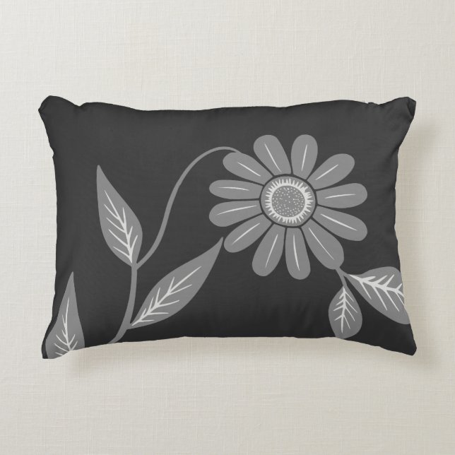 Enkele Mid Century Daisy Koolzwart Accent Kussen (Voorkant)