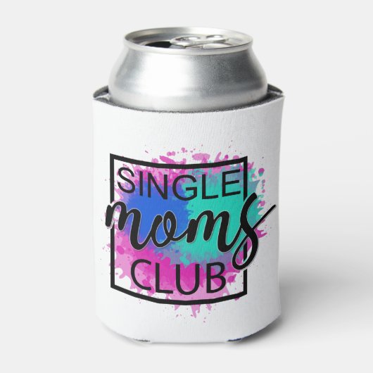 Enkele moeders club, kleurrijke, humoristische koe blikjeskoeler (Blikje Voorkant)