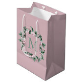 Enkele monogramletter vierkante bloemenframe medium cadeauzakje (Voorkant Gekanteld)