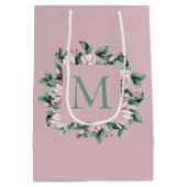 Enkele monogramletter vierkante bloemenframe medium cadeauzakje (Achterkant)