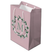 Enkele monogramletter vierkante bloemenframe medium cadeauzakje (Achterkant Gekanteld)