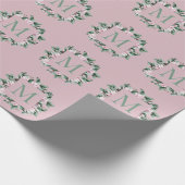 Enkele monogramletter vierkante bloemframe cadeaupapier (Hoek)