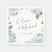 Enkele namen Romantic dusty blue florale bruiloft  Servet (Voorkant)