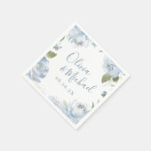 Enkele namen Romantic dusty blue florale bruiloft  Servet (Hoek)