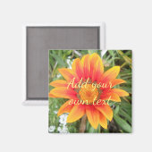 Enkele oranje bloem aangepaste tekst magneet (Voorkant / Achterkant)