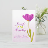 Enkele paarse tulp kunst bruiloft uitnodiging (Staand voorkant)