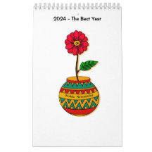 Enkele pagina Floral 2024 Kalender