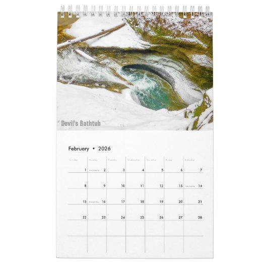 Enkele pagina, kleine agenda - Hocking Hills 2016 Kalender (Feb 2026)