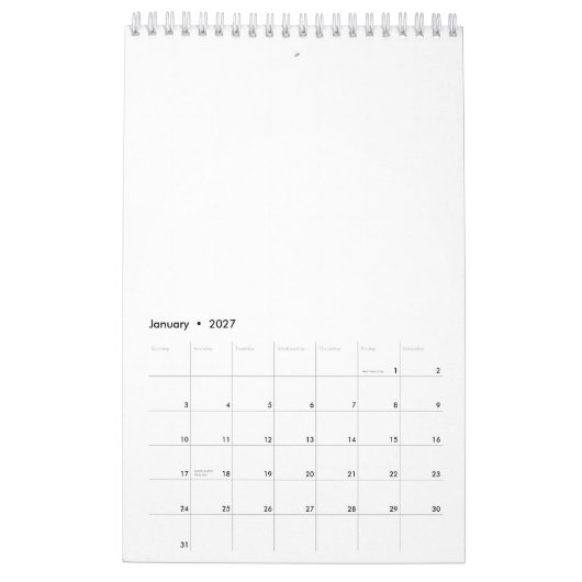 Enkele pagina SmallCalendar, Wit Kalender (Jan 2027)