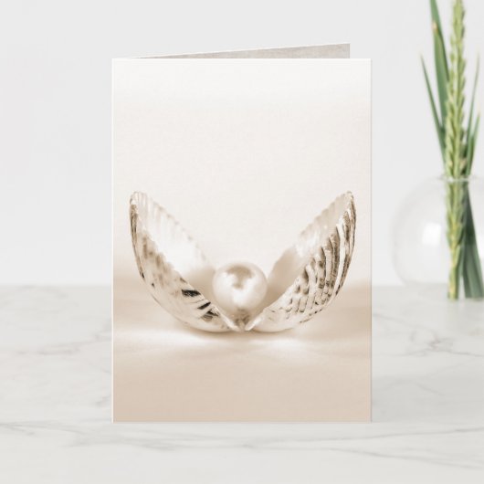 enkele parel in schelp kaart (Voorkant)