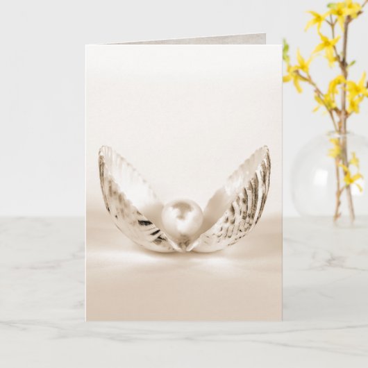 enkele parel in schelp kaart (Gele Bloem)