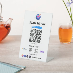 Enkele QR-code betaling White Scan om te betalen Reclamebord Met Voetstuk
