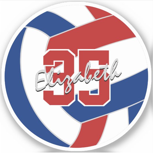 Enkele rode blauwe volleybal sticker of kopen in b (Voorkant)