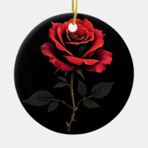 Enkele rode roos Bloem Liefhebbers Tuinieren Keramisch Ornament