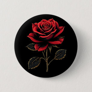 Enkele rode roos Bloem Liefhebbers Tuinieren Ronde Button 5,7 Cm