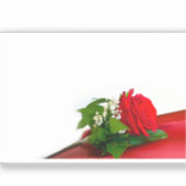 Enkele Rode Roos – Bloemige Witte Achtergrond Sticker (Voorkant)