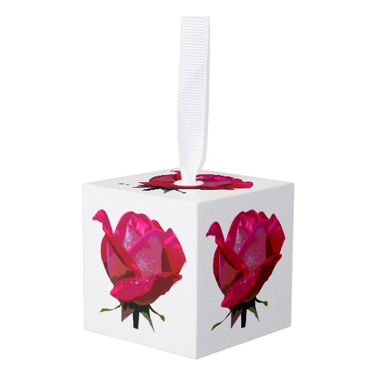 enkele rode roos decoratie (Voorkant hoekig)