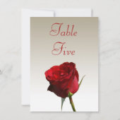Enkele Rode Roos Huwelijk Tafel Nummer Kaarten (Achterkant)