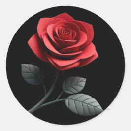 Enkele rode roos ronde sticker