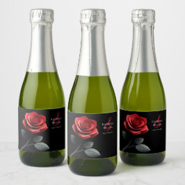 Enkele rode roos sparkling wijnetiket