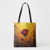 Enkele Rode Roos Tote Bag (Voorkant)
