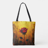Enkele Rode Roos Tote Bag (Achterkant)
