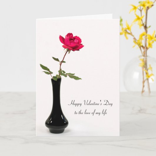 enkele rode roos valentijn kaart (Gele Bloem)