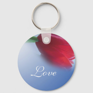 Enkele rode tulp bloem sleutelhanger