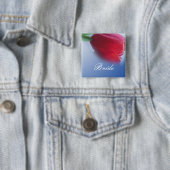 Enkele rode tulp bloem vierkante button 5,1 cm (In situ)