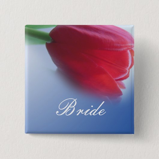 Enkele rode tulp bloem vierkante button 5,1 cm (Voorkant)