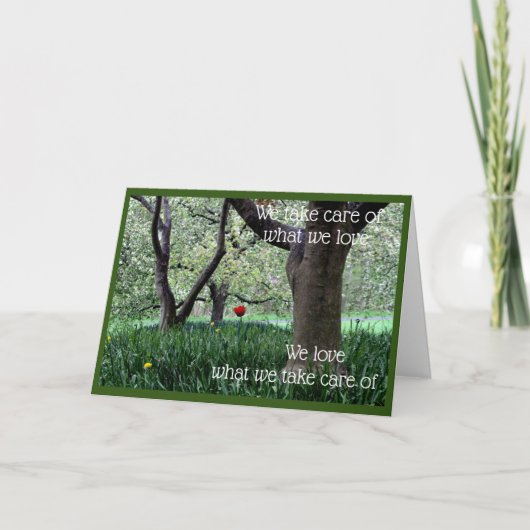 Enkele rode tulp voor liefde en zorg kaart (Voorkant)