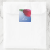 Enkele rode tulpenbloem vierkante sticker (Tas)