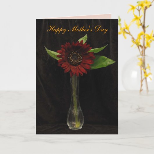 Enkele rode zonnebloem Moederdag Kaart (Gele Bloem)