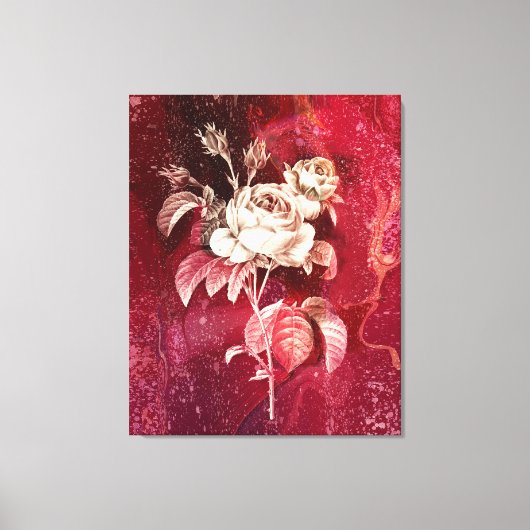 ENKELE ROOS op rode achtergrond Canvas Afdruk (Voorkant)