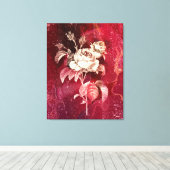 ENKELE ROOS op rode achtergrond Canvas Afdruk (Insitu (Houten vloer))
