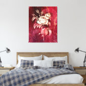 ENKELE ROOS op rode achtergrond Canvas Afdruk (Insitu (Slaapkamer))