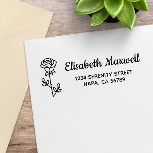 Enkele roos retouradres rubberstempel