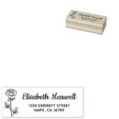 Enkele roos retouradres rubberstempel (Gestempeld)