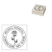 Enkele roos rond adres rubberstempel (Gestempeld)