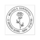 Enkele roos rond adres zelfinktende stempel (Design)