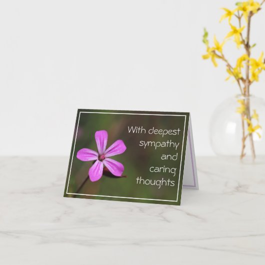 Enkele roze bloem doordachte sympathie kaart (Gele Bloem)