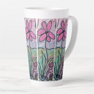 Enkele Roze Bloem Latte Mok